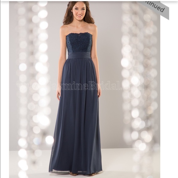 Navy lace and chiffon maxi - Picture 3 of 10